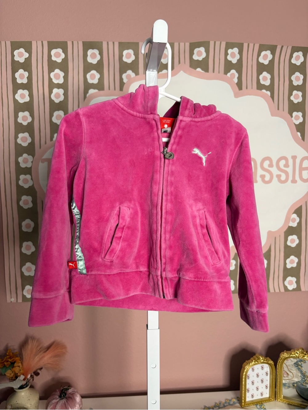 Puma Girls' Hot Pink Plush Hooded Zip Jacket